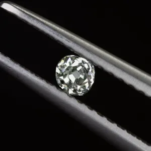 0.12ct GIA CERTIFIED FANCY LIGHT GREEN OLD MINE CUT DIAMOND ANTIQUE CUSHION