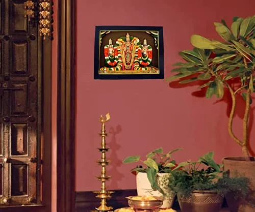 101Temples - Balaji Kalyanostavam Photo Frame for Pooja Room with Wall Hook, 1 Piece | 10” x 13”, Matt Finish