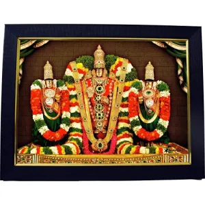 101Temples - Balaji Kalyanostavam Photo Frame for Pooja Room with Wall Hook, 1 Piece | 10” x 13”, Matt Finish