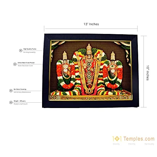 101Temples - Balaji Kalyanostavam Photo Frame for Pooja Room with Wall Hook, 1 Piece | 10” x 13”, Matt Finish