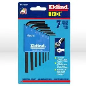 10507 Eklind Hex-L L Shaped Hex Key Set,1.5mm-6mm,Short,7 pc