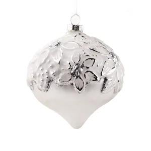 10cm White Flower Onion Glass Ornament OGS025