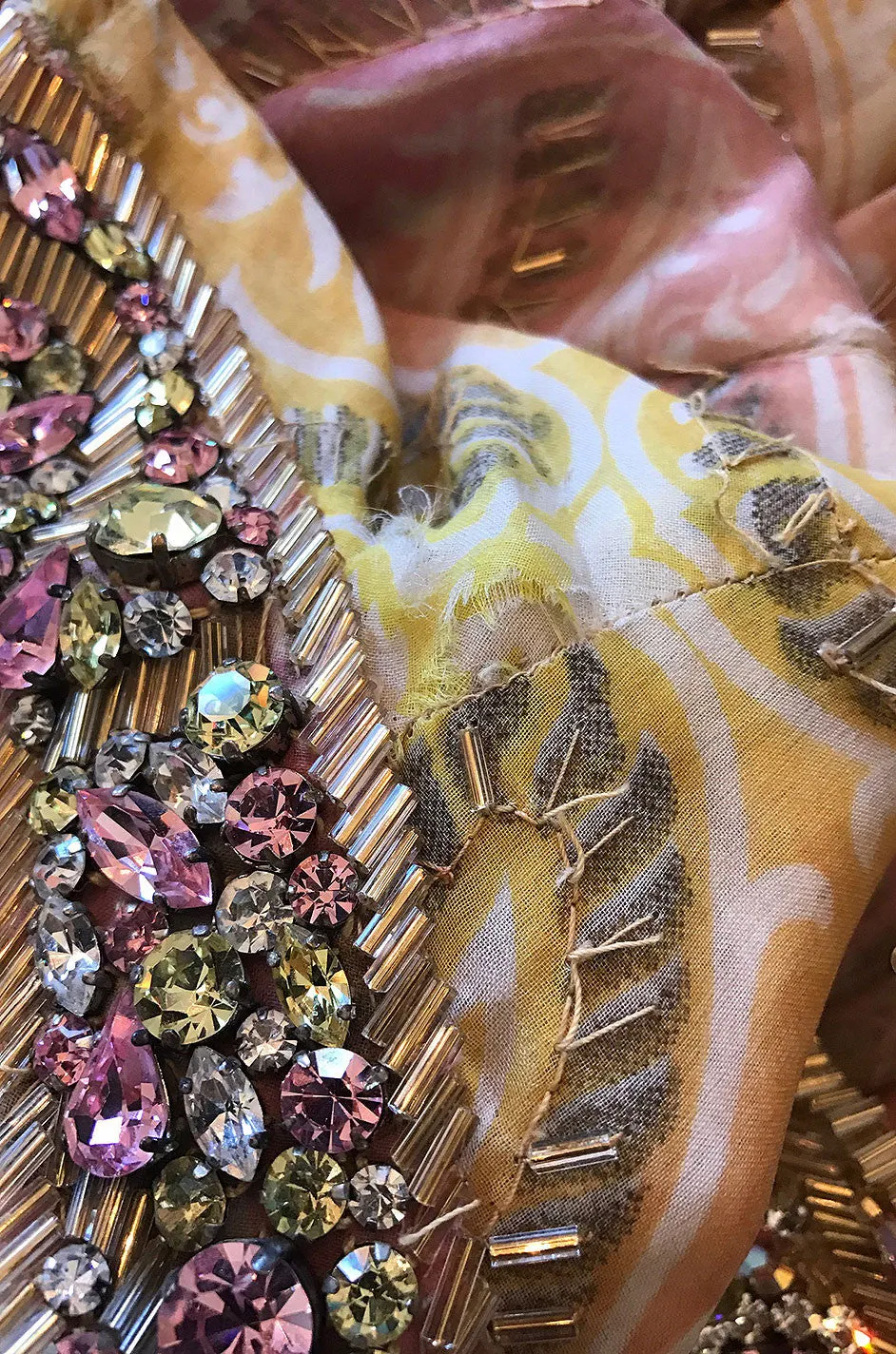 1960s George Halley Silk & Jewel Gypsy Gown