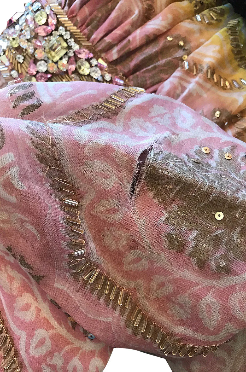 1960s George Halley Silk & Jewel Gypsy Gown