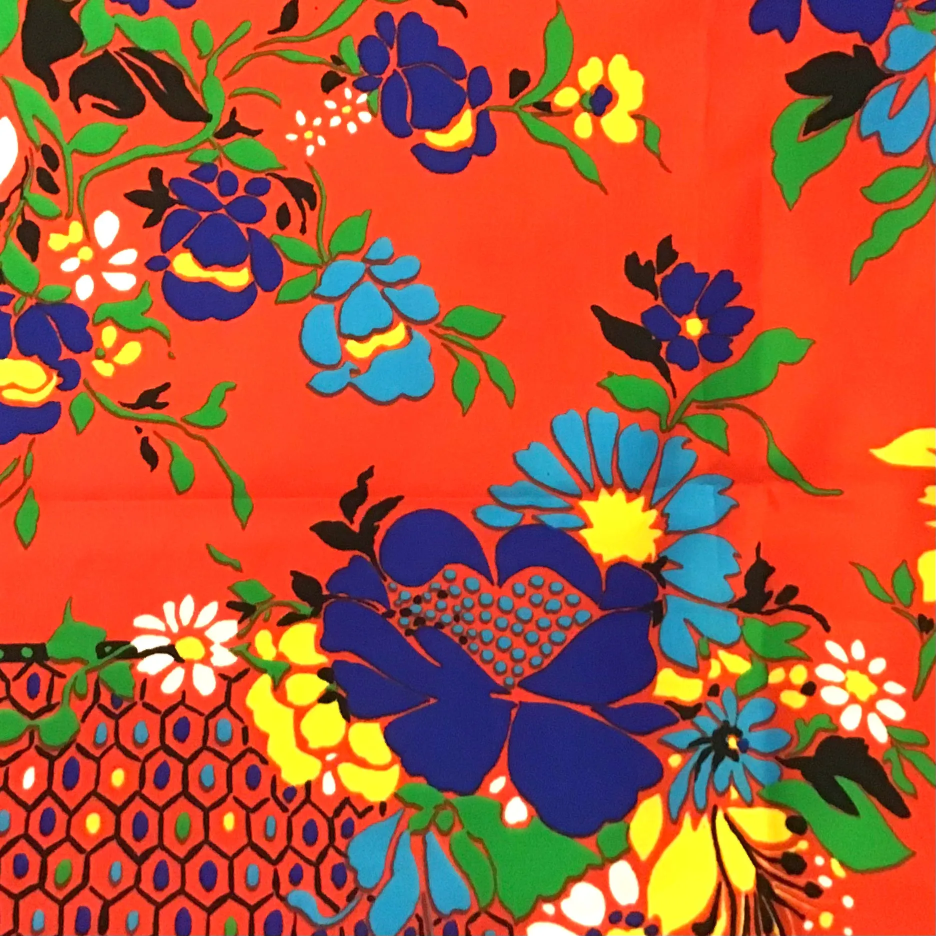 1970s Floral Polyester Fabric