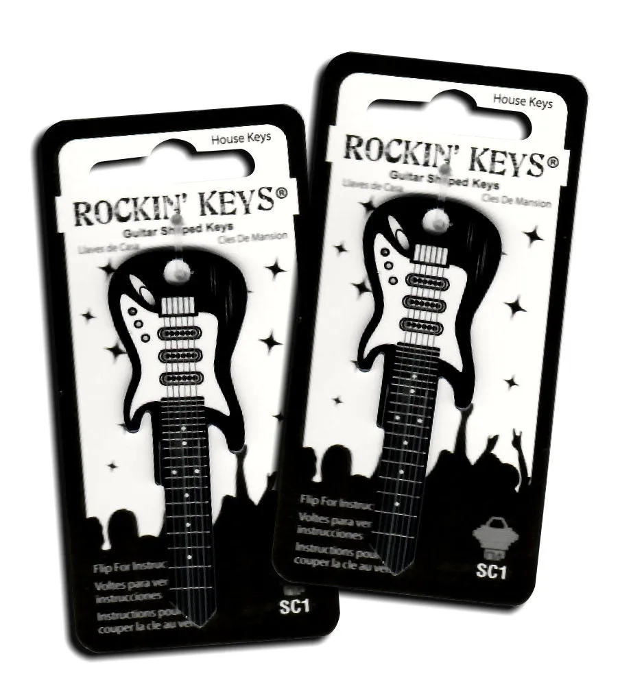 2 Black Electric Guitar Shaped Rockin' Keys