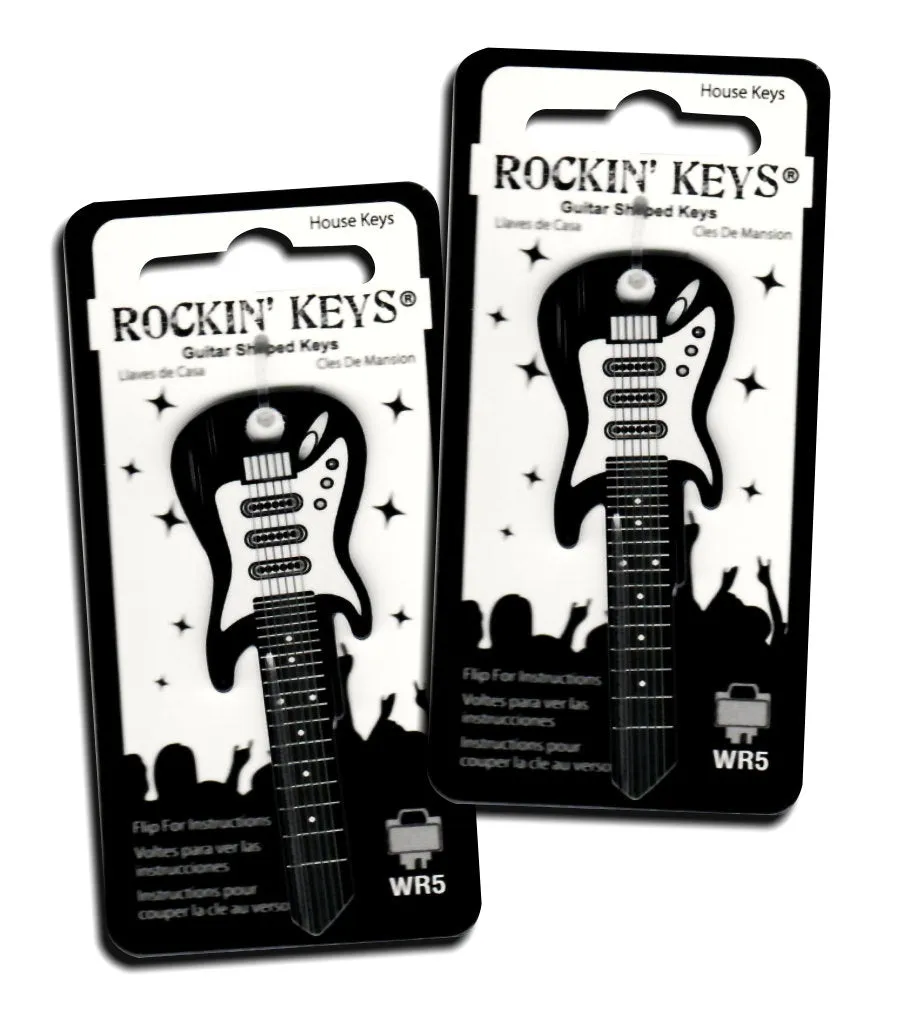 2 Black Electric Guitar Shaped Rockin' Keys