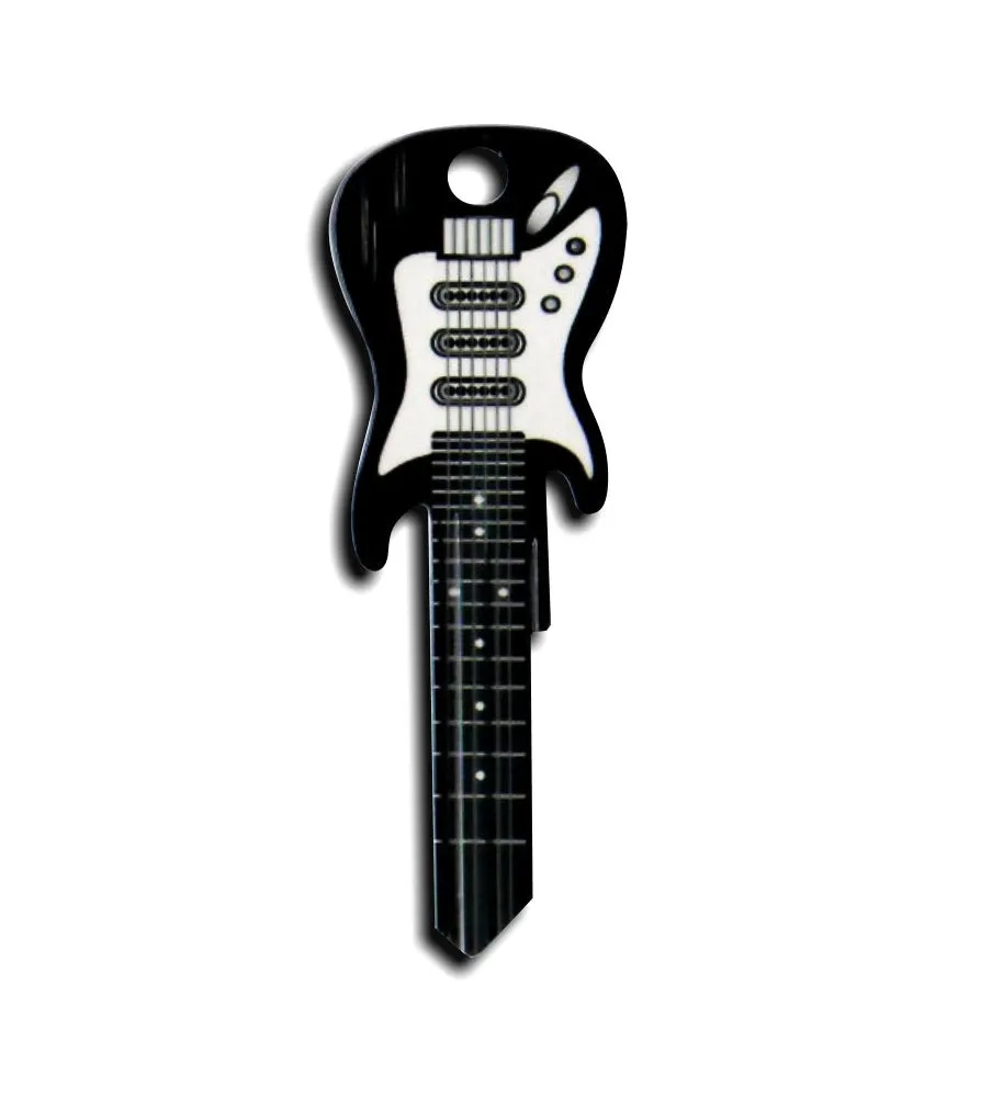 2 Black Electric Guitar Shaped Rockin' Keys