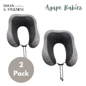 [2-Pack] Maya & Friends Memory Foam Travel Neck Pillow