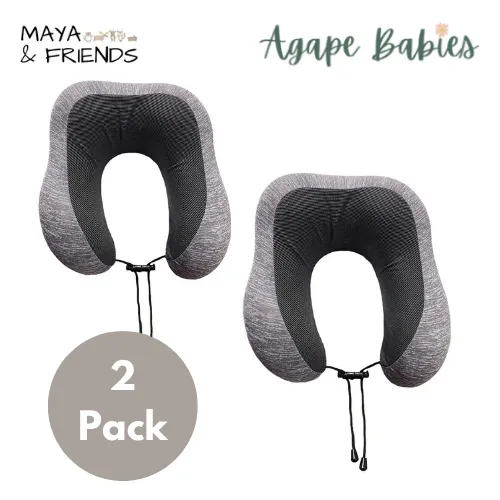 [2-Pack] Maya & Friends Memory Foam Travel Neck Pillow