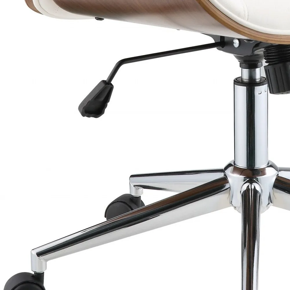 21" X 25" X 3438" White Leatherette And Walnut Office Chair