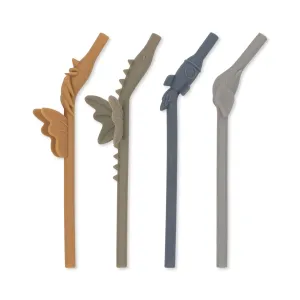 4 Pack Silicone Straw - Stone Mix