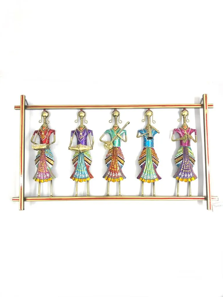 5 Standing Lady Musician In Eye Dazzling Metal Craftsmanship By Tamrapatra