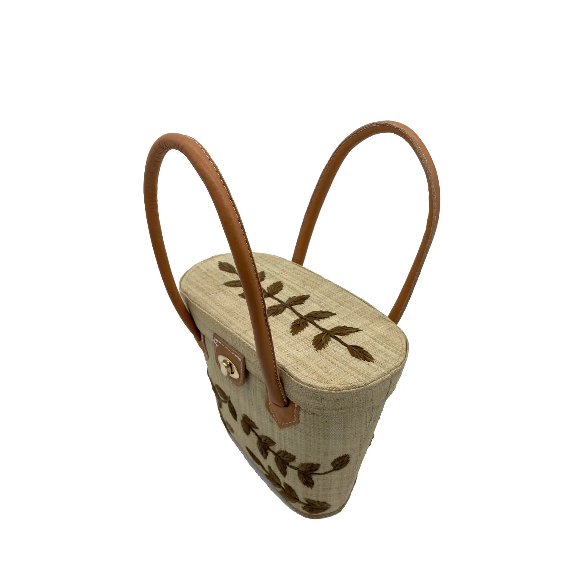 50's straw bucket bag