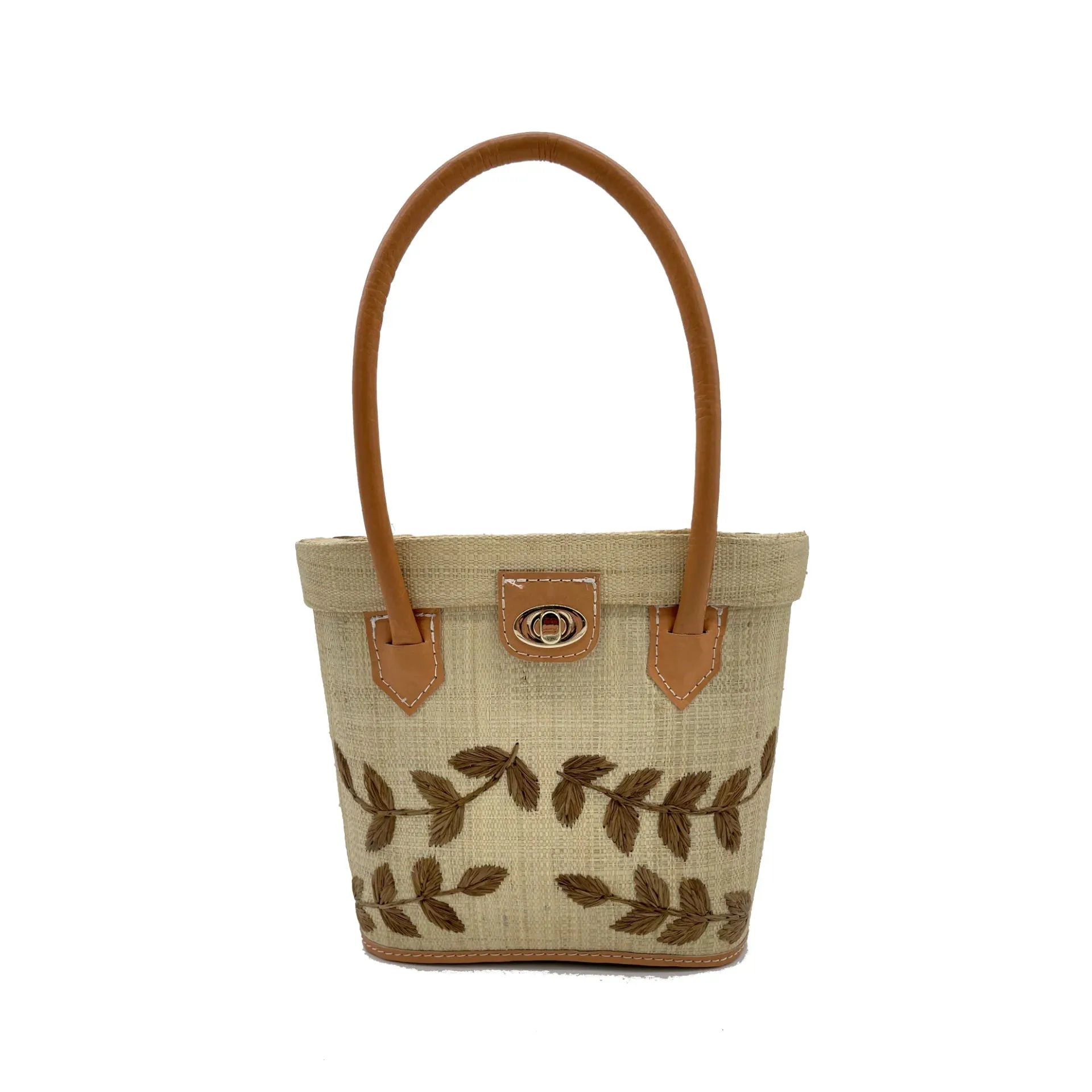 50's straw bucket bag