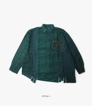 7 Cuts Wide Flannel Shirt – Green Over Dye
