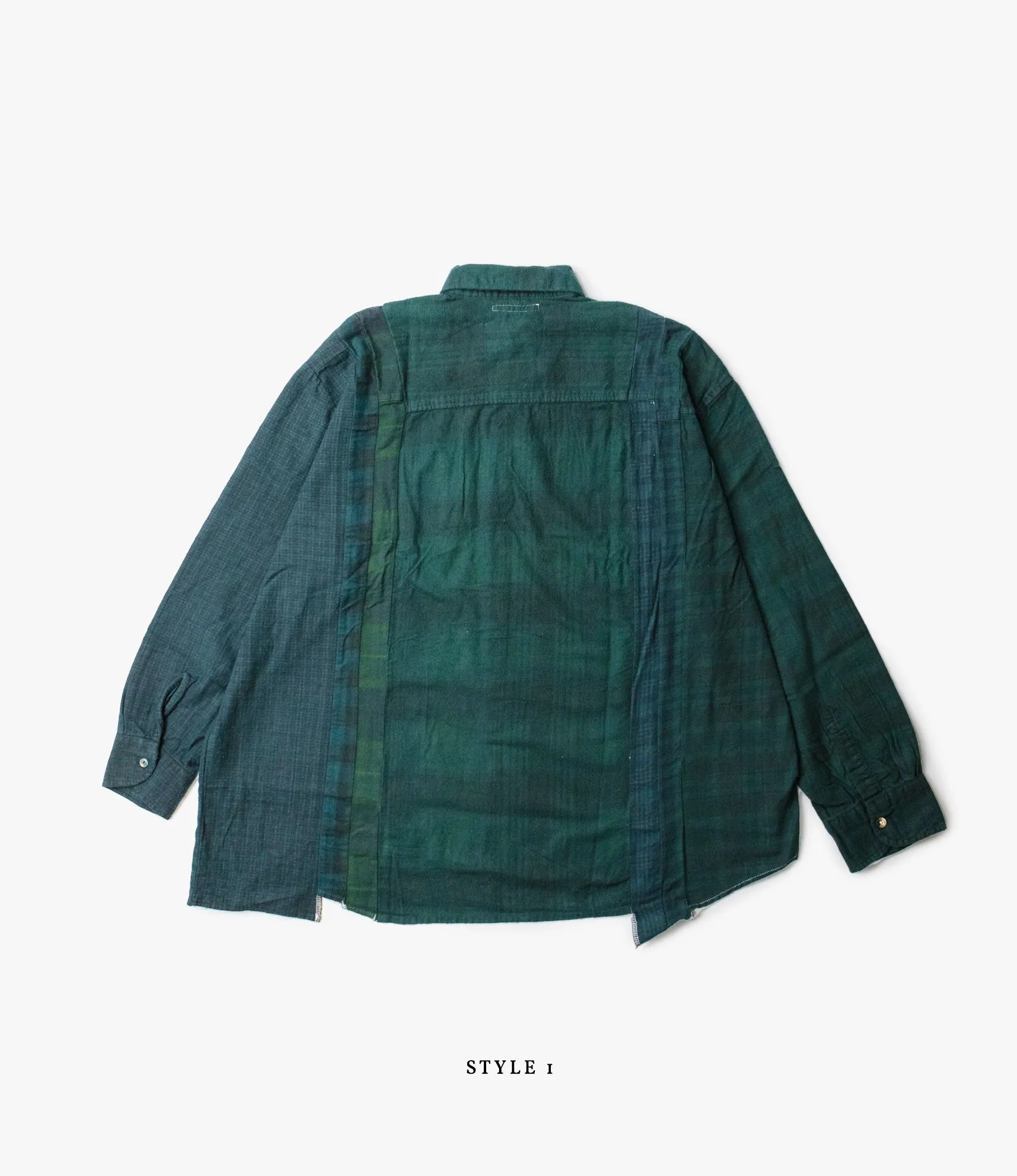 7 Cuts Wide Flannel Shirt – Green Over Dye