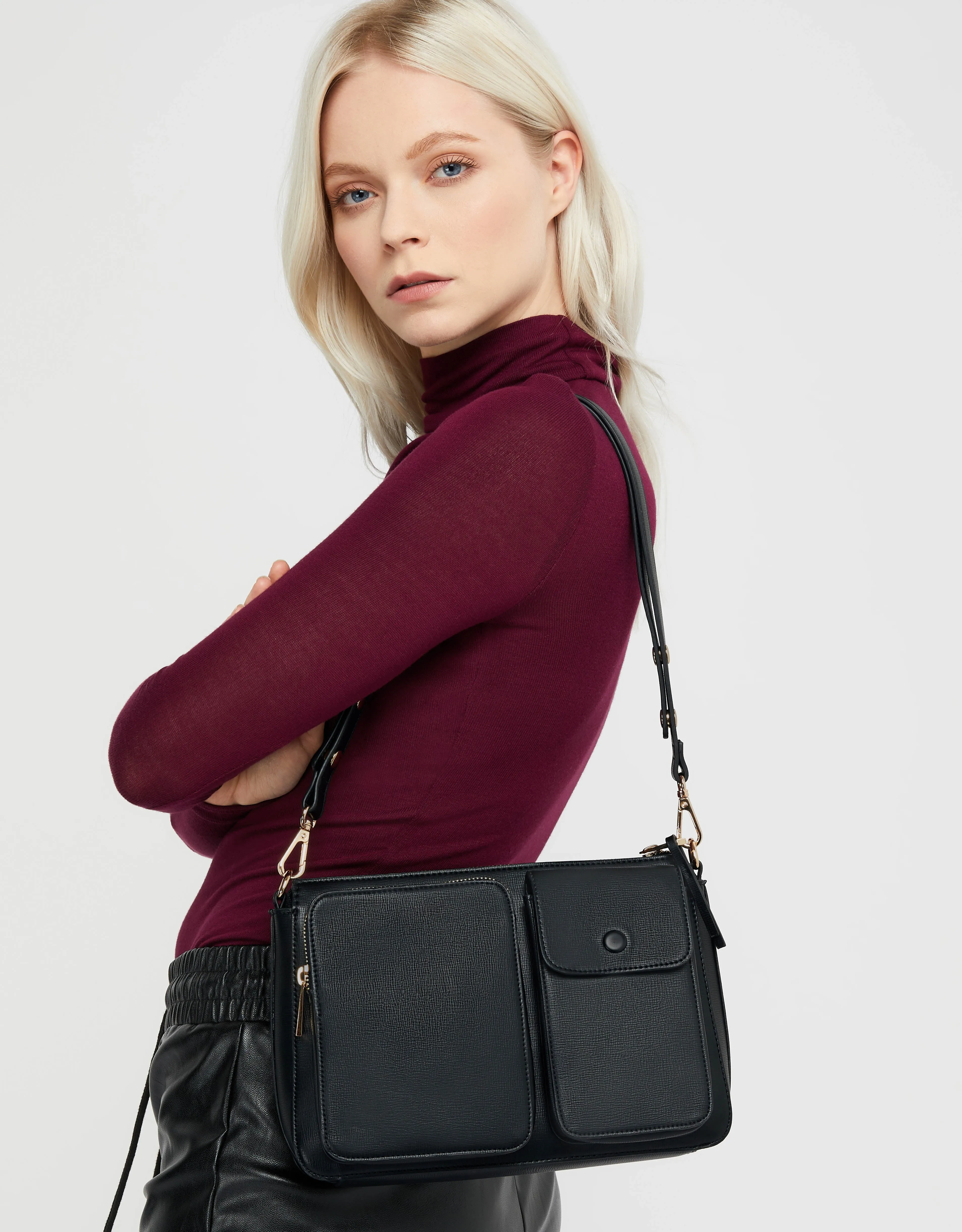 Accessorize London Women's Utility Multi Pocket Adjustable Shoulder Sling Bag