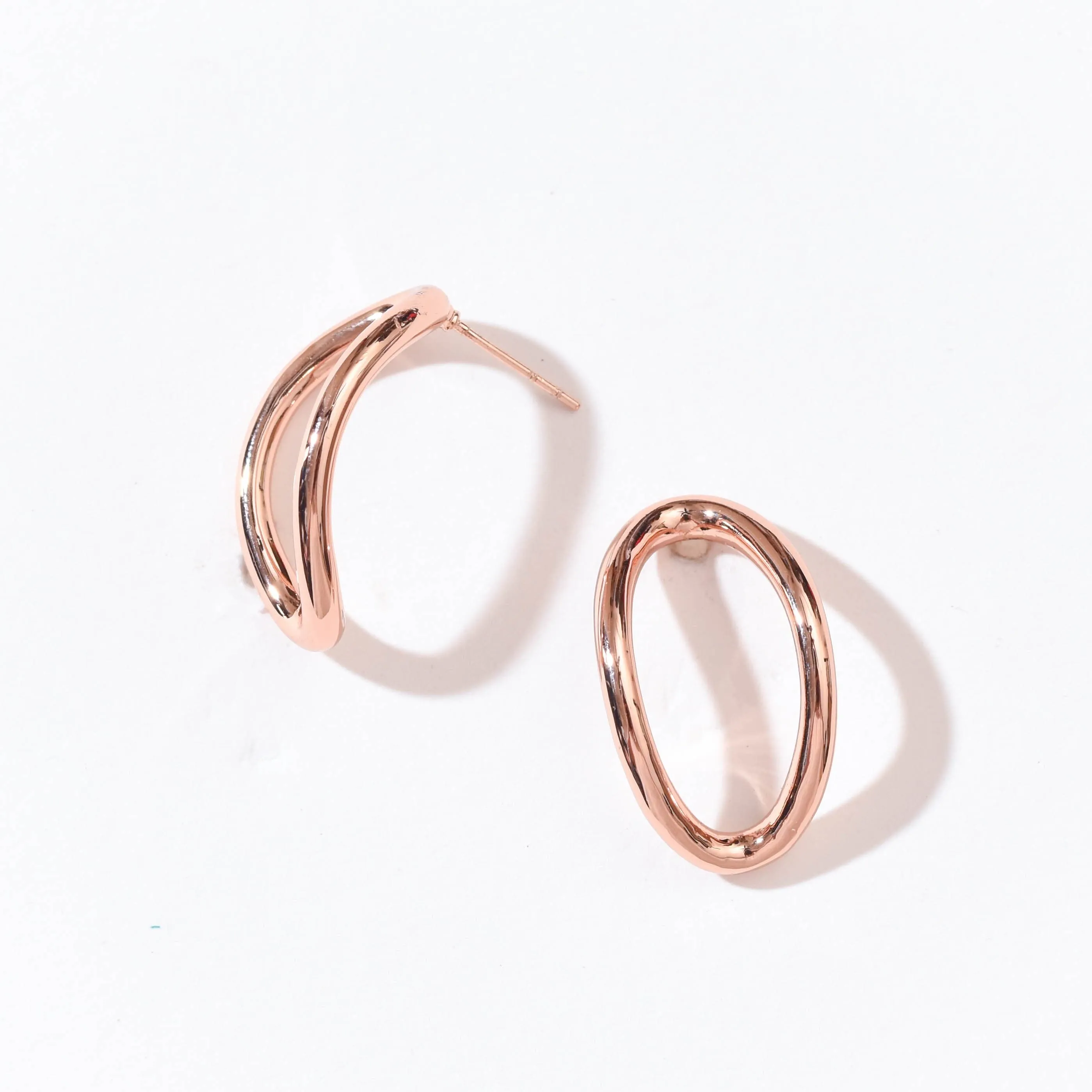 Aiko Hollow Studs | Rose Gold