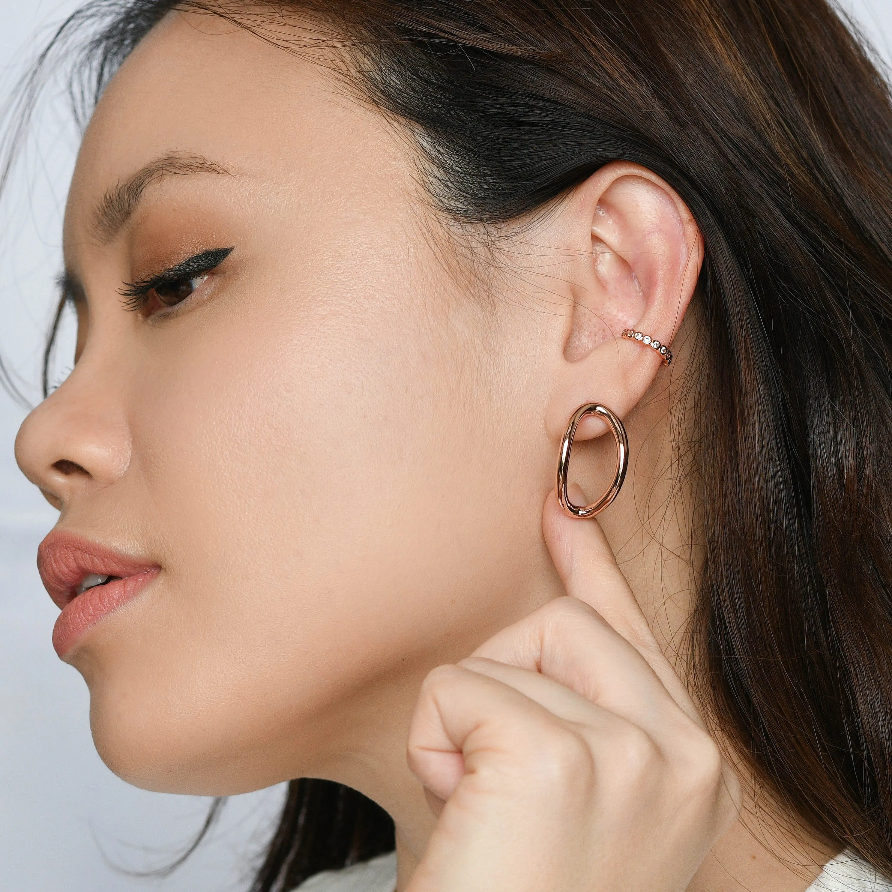 Aiko Hollow Studs | Rose Gold