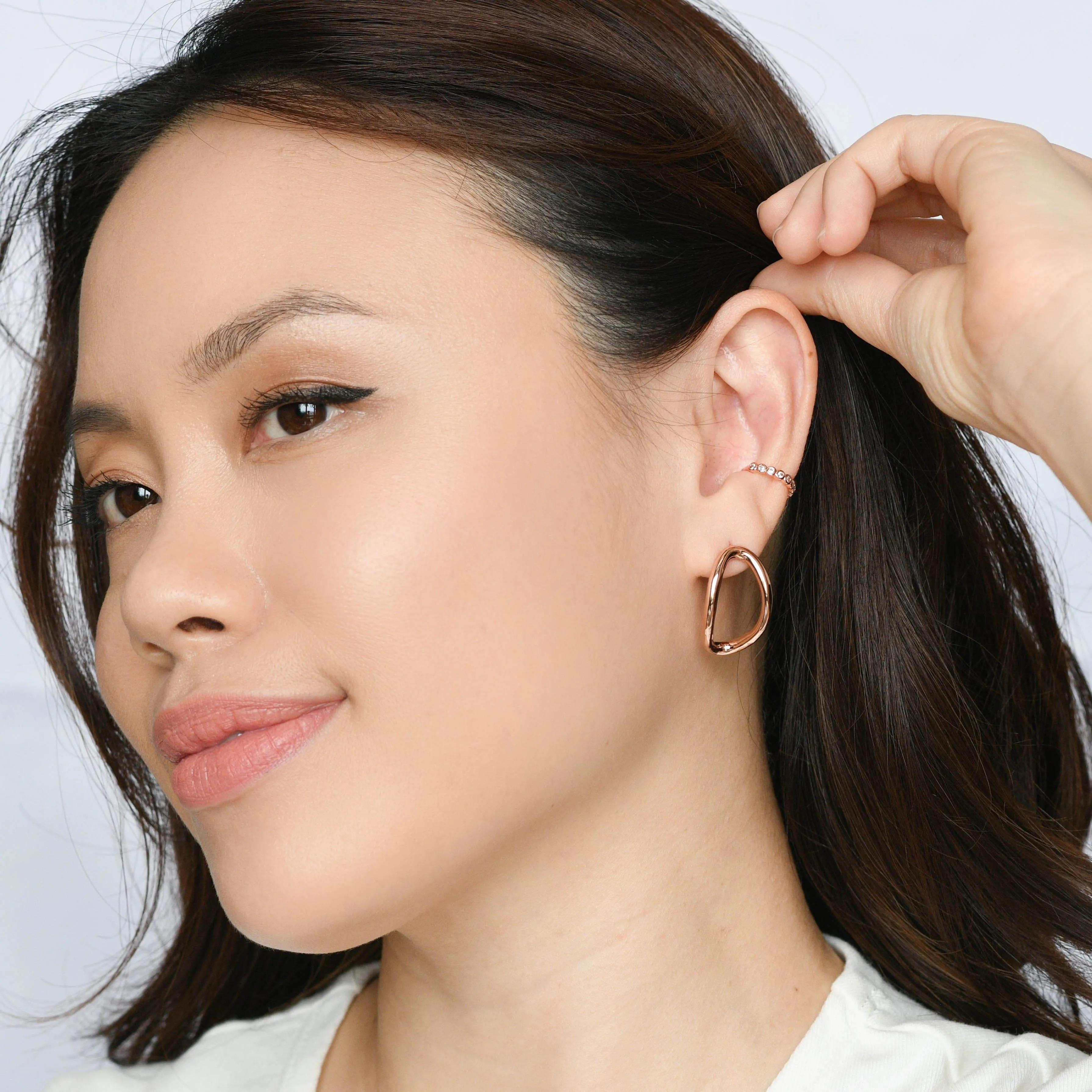 Aiko Hollow Studs | Rose Gold