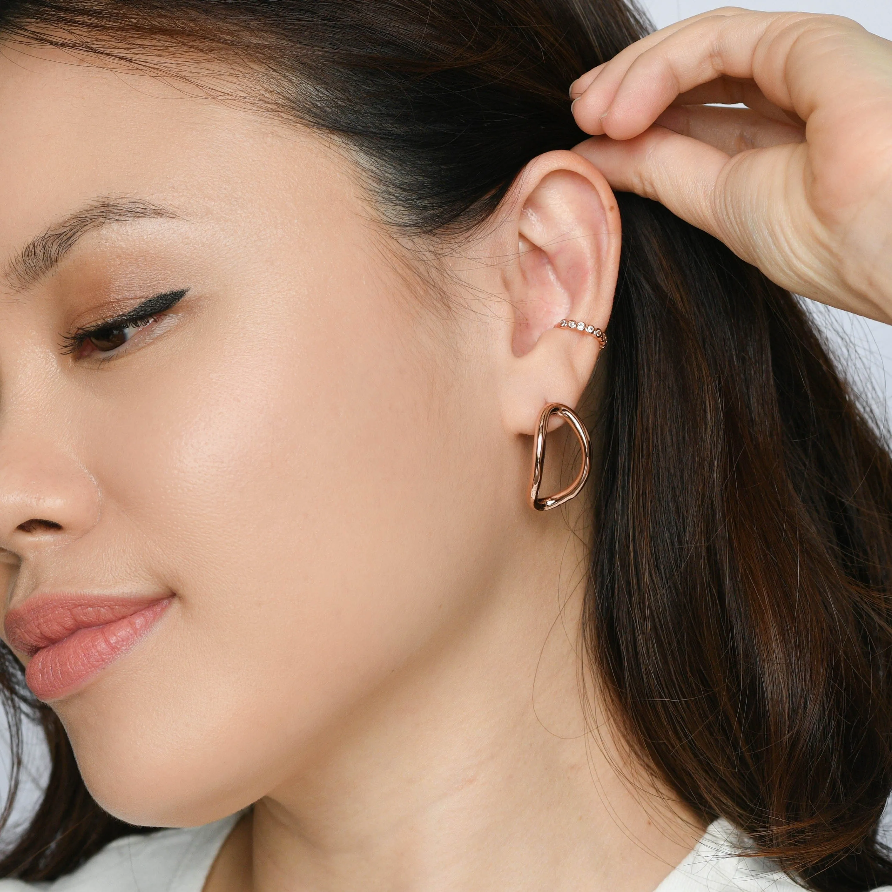 Aiko Hollow Studs | Rose Gold