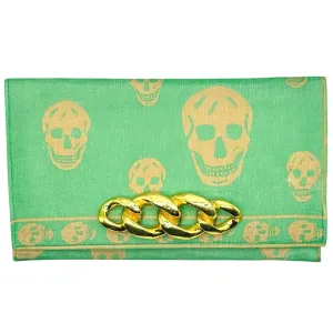 Alexander McQueen Green Skull Scarf Clutch