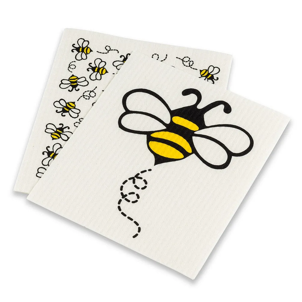 Allover Bees Swedish Dish Cloths-Set of 2