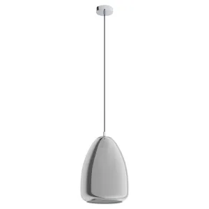 Alobrase 1 Light 30cm Chrome with Smoke Glass Modern Pendant