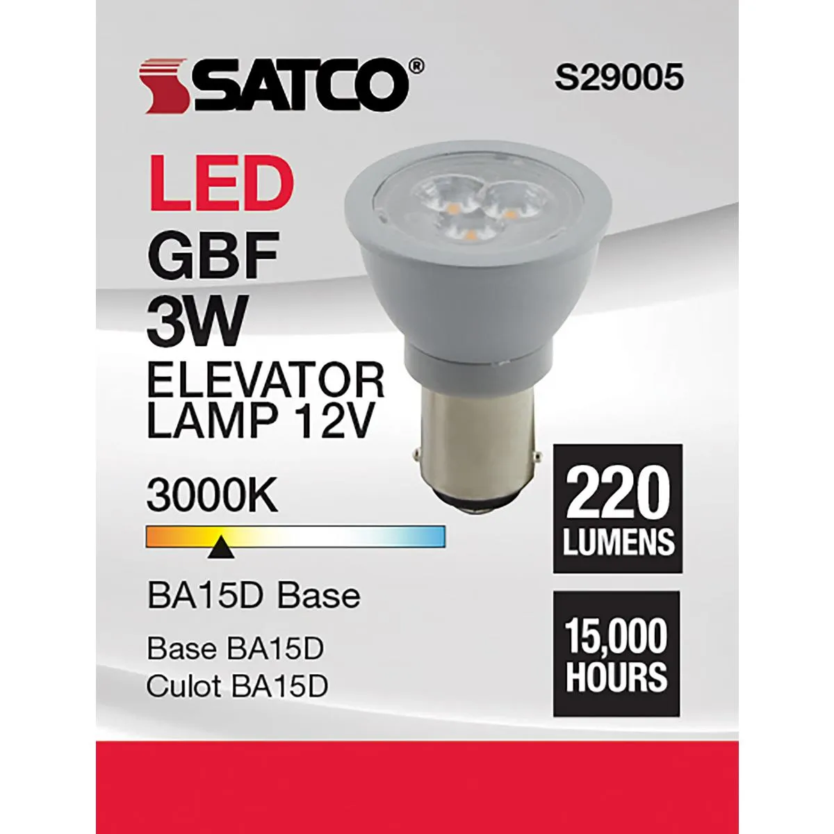 ALR12 LED Reflector Bulb, 3 Watt, 220 Lumens, 3000K, BA15d Double Bayonet Base, 31 Deg. Flood