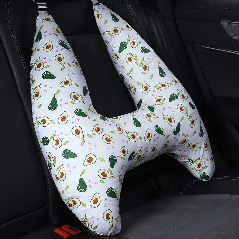 Anypack Car Travel Pillow UShape Avocado Pattern Children Travel Pillow Cushion for Car Seat, Safety Neck Pillow for Kids