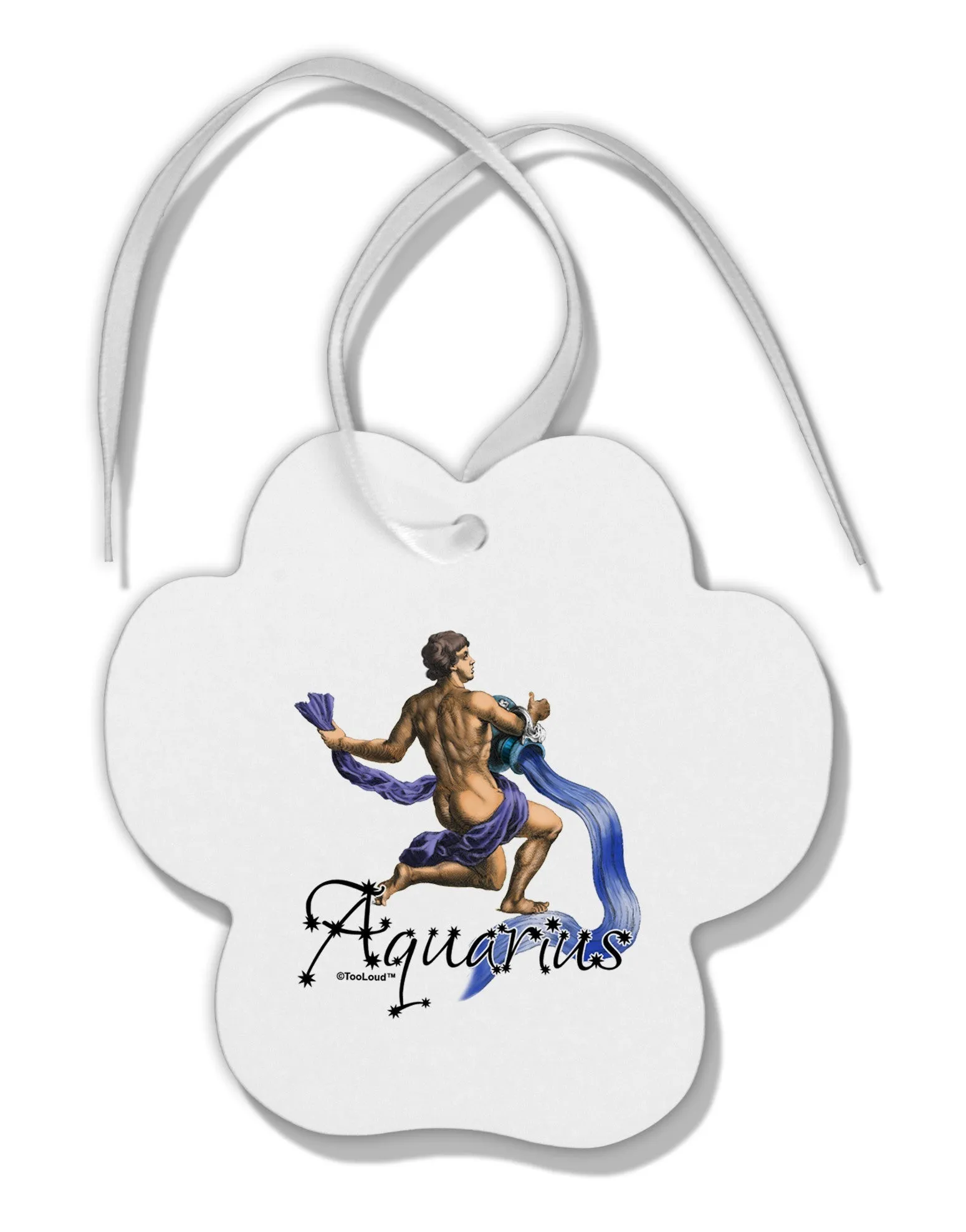 Aquarius Color Illustration Paw Print Shaped Ornament
