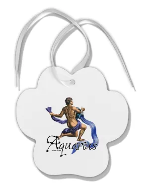 Aquarius Color Illustration Paw Print Shaped Ornament