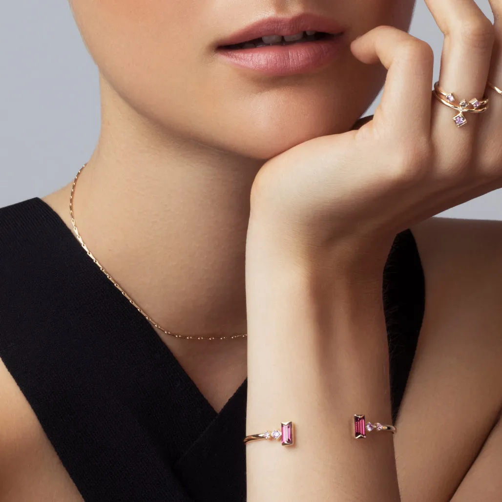Array Necklace - Solid gold delicate choker necklace