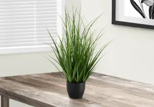 Artificial Plant, 23" Tall, Grass, Indoor, Faux, Fake, Table, Greenery, Potted, Real Touch, Decorative, Green Grass, Black Pot
