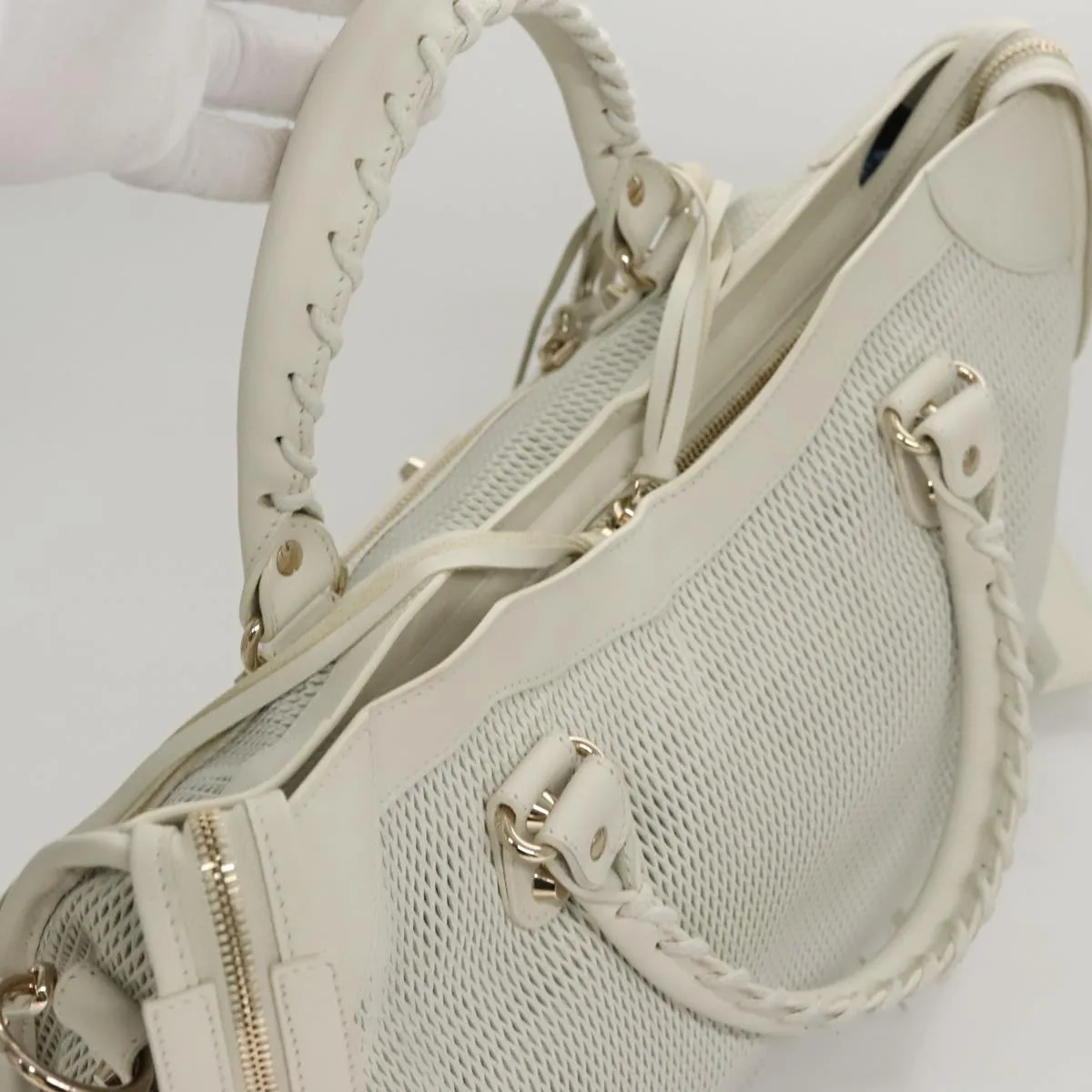 Balenciaga City White Leather Bag