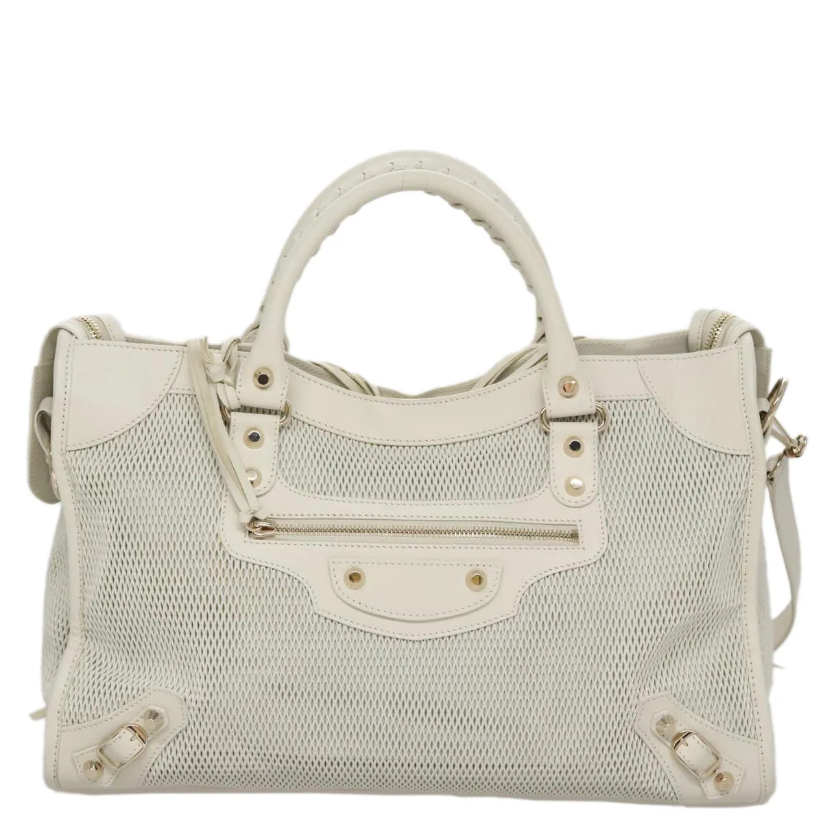 Balenciaga City White Leather Bag