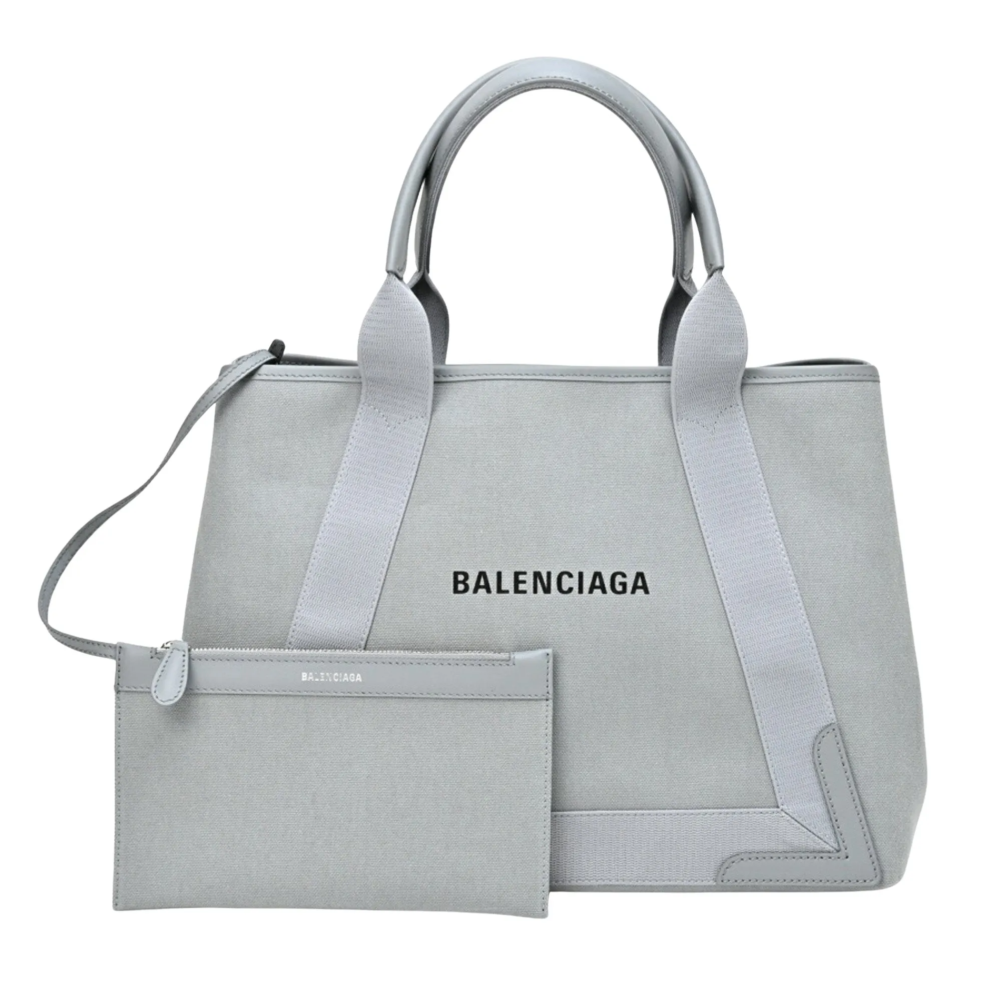 Balenciaga Navy Cabas Grey Canvas Bag