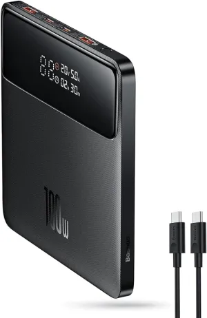 Baseus Laptop Power Bank, 20000mAh 100W PD Fast Charging Portable Charger with Digital Display, Blade HD Slim Battery Pack for Laptop, MacBook Air, Dell, IPad, HP, iPhone, ROG Ally