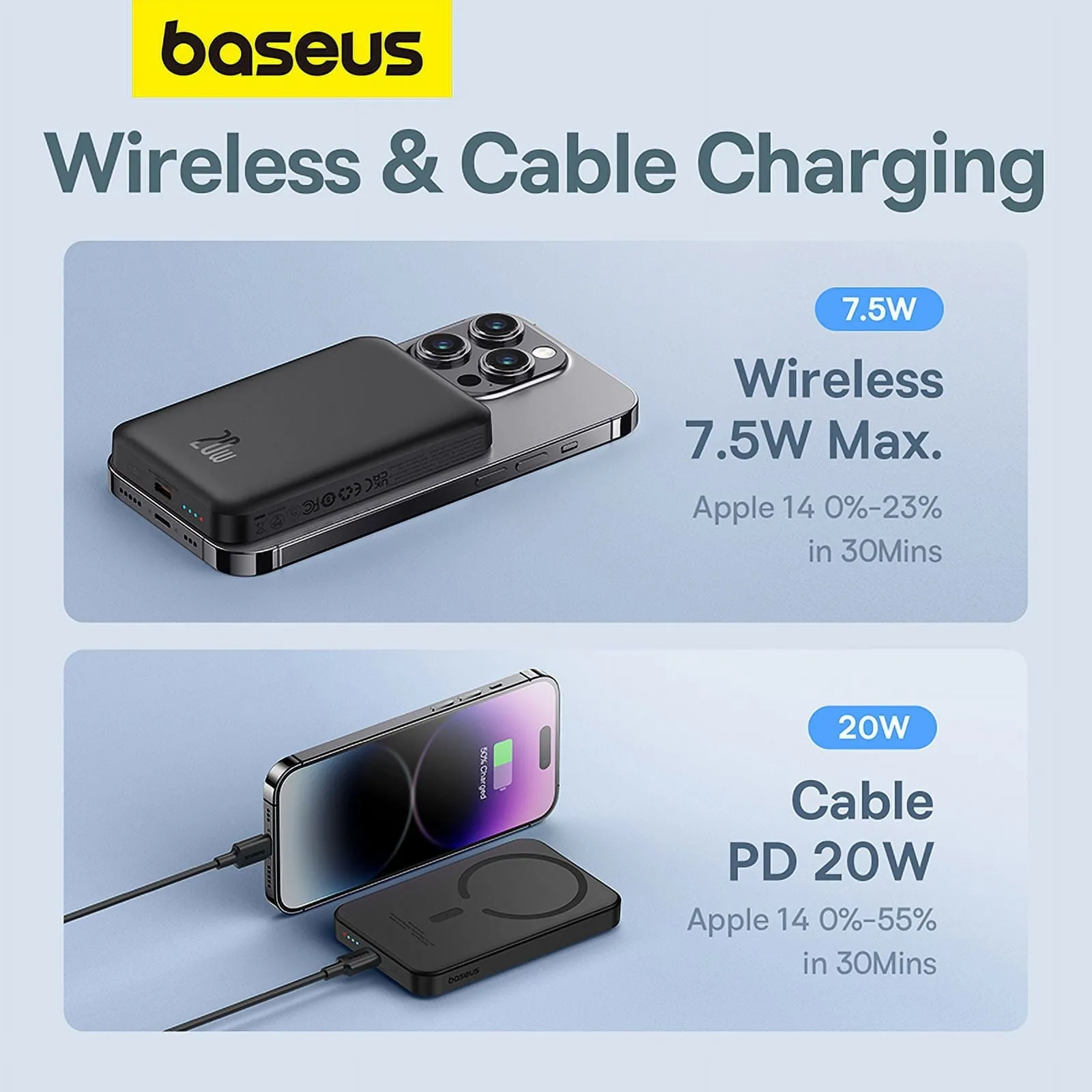 Baseus Wireless Portable Charger Magnetic Power Bank 5000mAh MagSafe Charger, Black