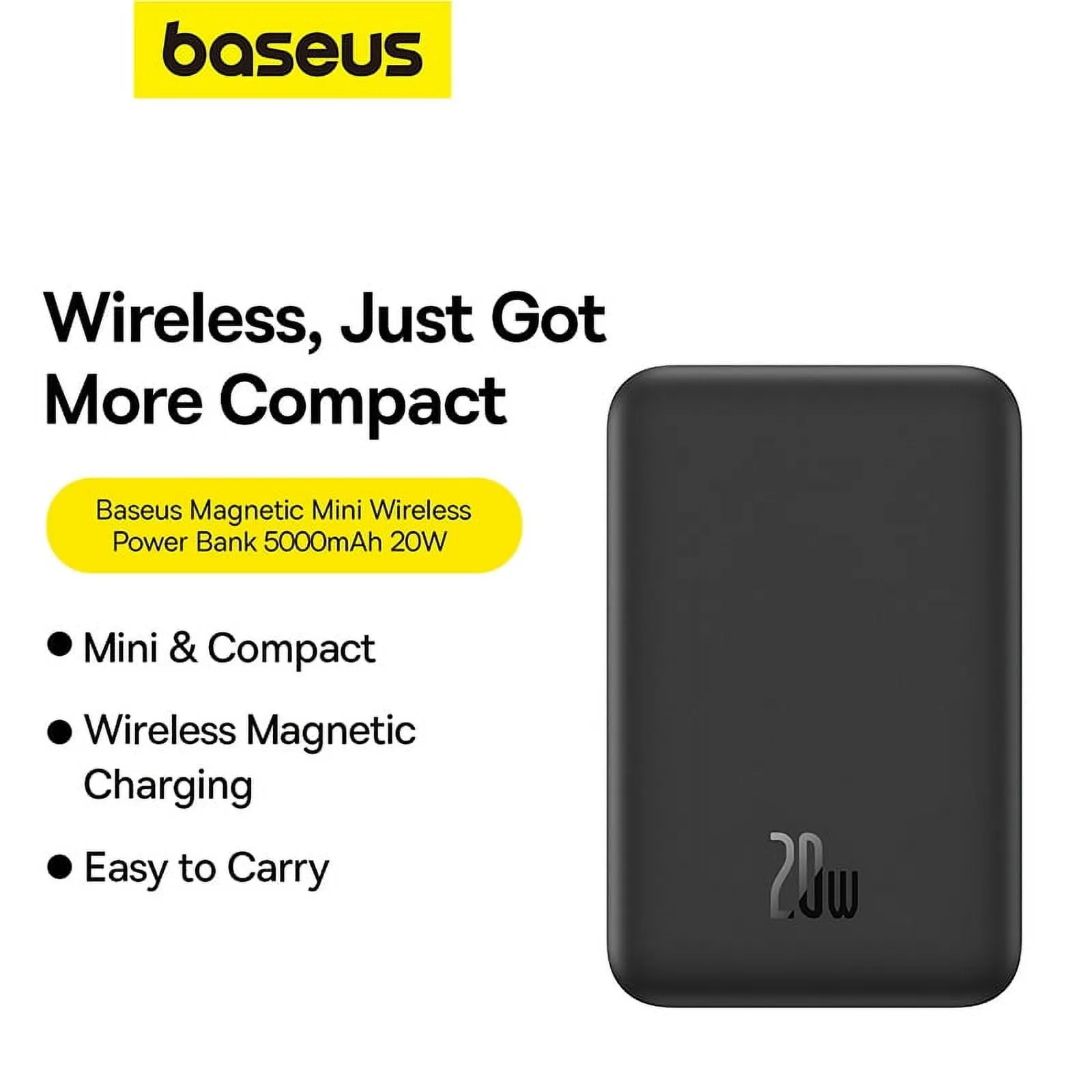 Baseus Wireless Portable Charger Magnetic Power Bank 5000mAh MagSafe Charger, Black
