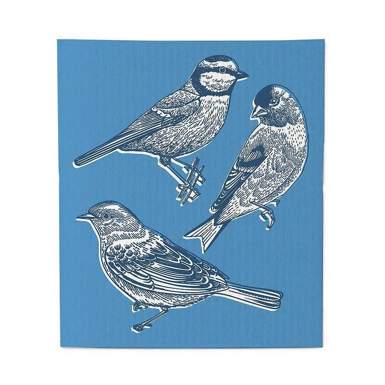 Bird Sketch Swedish Dish Cloths - Set of 2
