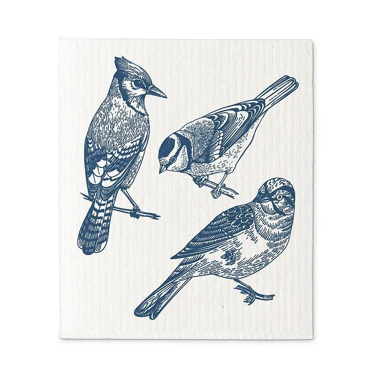 Bird Sketch Swedish Dish Cloths - Set of 2