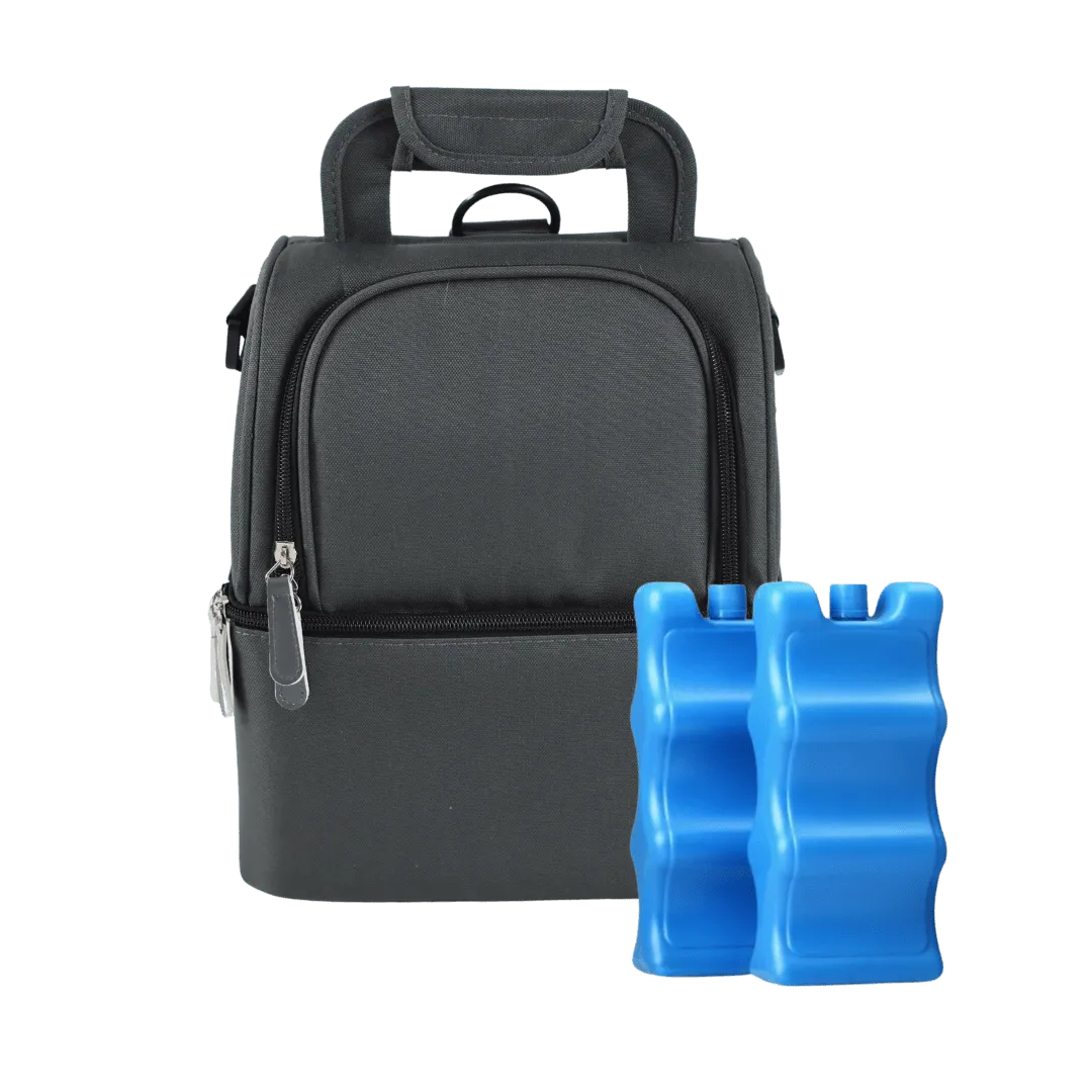 Black Cooler Zipper Bag & Bottle-Fitting Ice Packs
