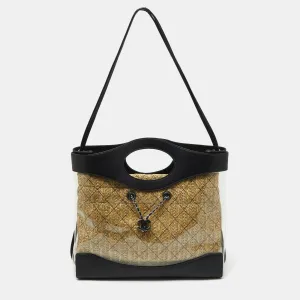 Black Leather and PVC 31 Shopping Bag