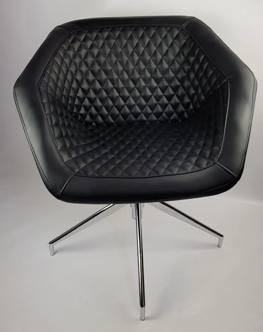 Black Swivel Base Diamond Style Quilted Tub Reception Chair HB-182