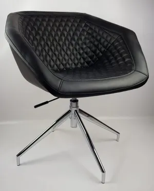 Black Swivel Base Diamond Style Quilted Tub Reception Chair HB-182