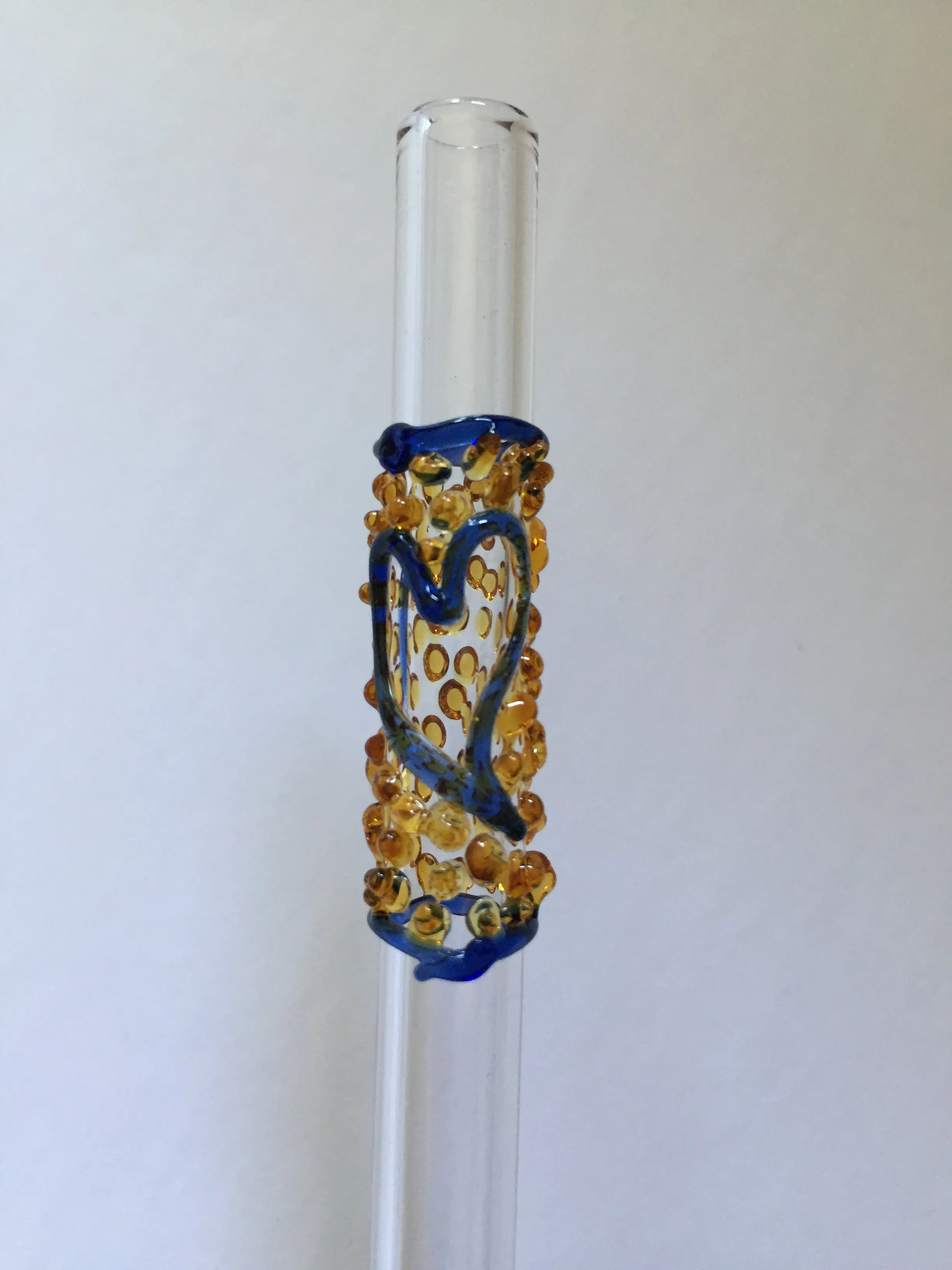 Blown Glass Straw - Transparent with Hearts
