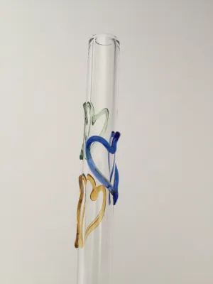 Blown Glass Straw - Transparent with Hearts