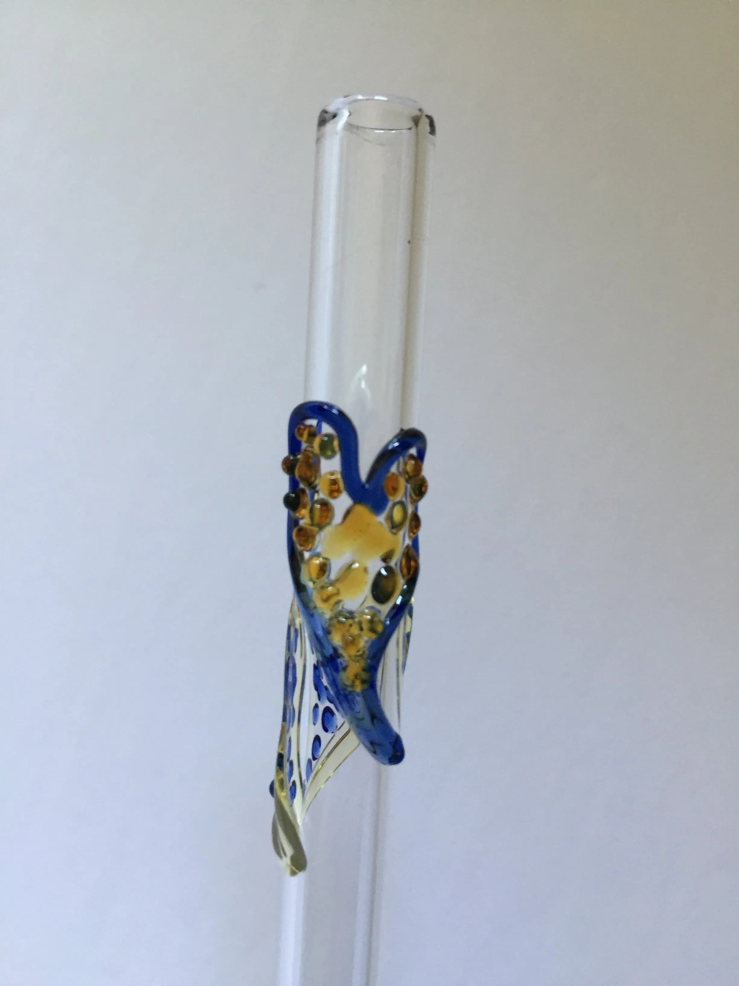 Blown Glass Straw - Transparent with Hearts